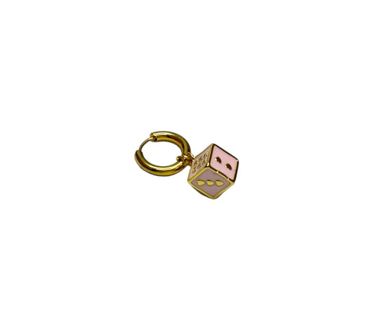 Pink Little Dice Hoop Earring (1 Piece)