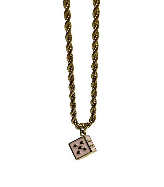 Pink Dice Necklace